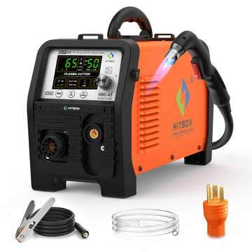 HITBOX HBC65 Amp Plasma Cutter with Non-HF Pilot Arc (Non-Touch Start), 110V/220V Dual Voltage IGBT Inverter - Ideal for DIY Beginners