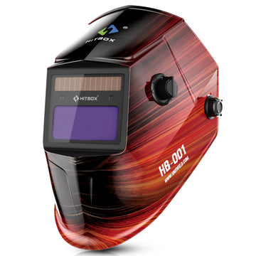 HITBOX – Schweißhelm HB-001 mit automatischer Verdunkelung und Planet-Holzmaserungsdesign