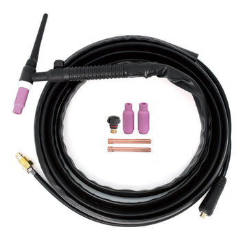 HITBOX WIG-Schweißbrenner WP17V 13ft 4M Schweißbrenner 140A 150A luftgekühlt SR-17V WIG-Schweißpistole mit Europa-Stecker 10-25mm Stecker für Lift WIG