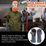 HITBOX Extreme Heat & Fire Resistant Gloves with Kevlar Stitching 16inch 932℉ Leather Fire Gloves for Arc Tig Mig Wood Stove Oven BBQ Grill Pot Holder Barking Animal Handling – Free Size for Men Women