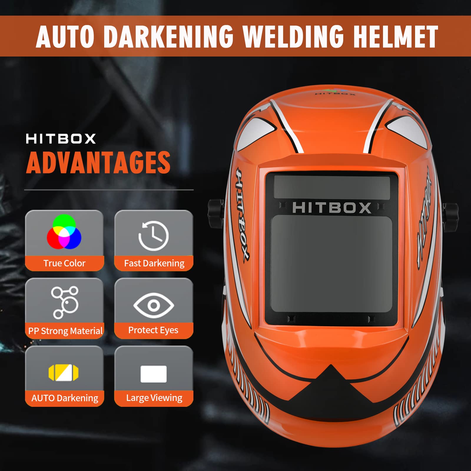 Auto Darkening True Color Large Viewing Screen Welding Helmet for  Weld/Grind/Cut