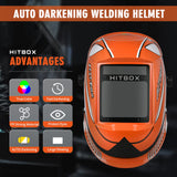 HITBOX Welding Helmet Auto Darkening - 3.94 X3.66 inch Large Viewing Welding Hood True Color Solar Power Welding Helmet for TIG MIG Arc Weld Grinding Welder Mask (HB555)