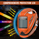 HITBOX Welding Helmet Auto Darkening - 3.94 X3.66 inch Large Viewing Welding Hood True Color Solar Power Welding Helmet for TIG MIG Arc Weld Grinding Welder Mask (HB555)