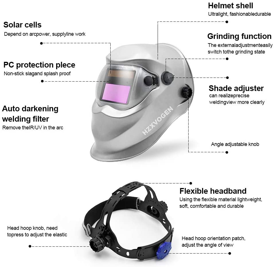 Large View Auto Darkening Welding Helmet True Color Area MIG TIG ARC Welder Mask (Model: 7500)