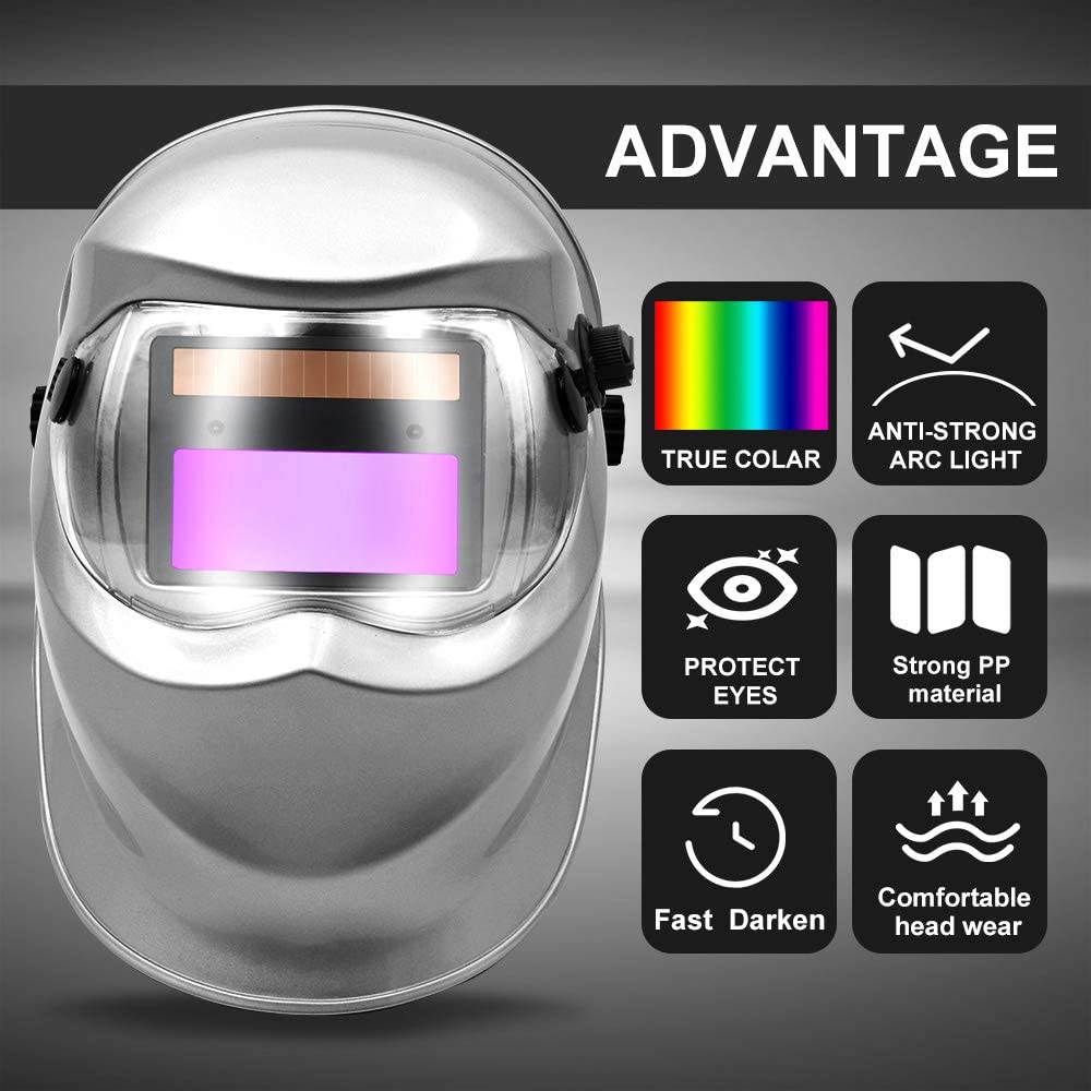 Large View Auto Darkening Welding Helmet True Color Area MIG TIG ARC Welder Mask (Model: 7500)