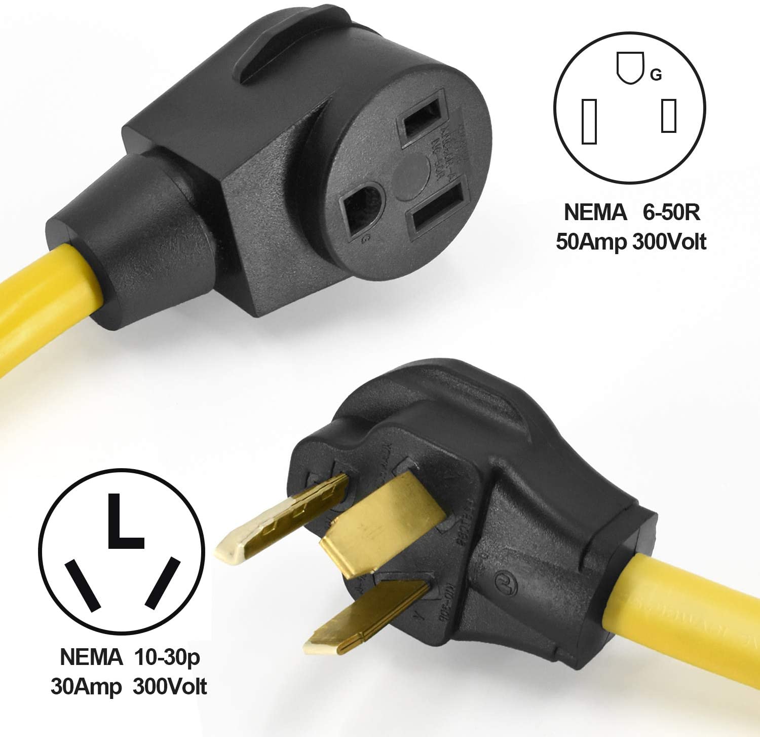 HITBOX Adaptor Cord 50cm 19.6″ Long Convert Plug N10-30P to N6-50R Extension Plug UL Listed