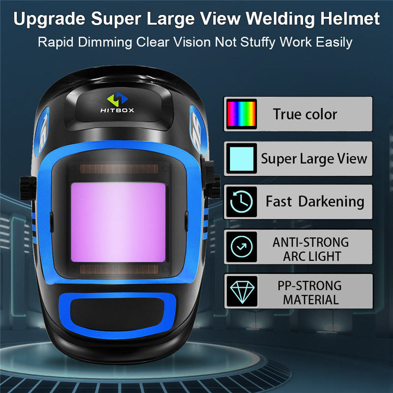 HITBOX Welding Helmet Auto Darkening - Black&Black