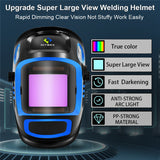 HITBOX Welding Helmet Auto Darkening - 3.94 inch X 3.66 inch Large Viewing Welding Hood True Color Solar Power Welding Helmet for TIG MIG Arc Weld Grinding Welder Mask